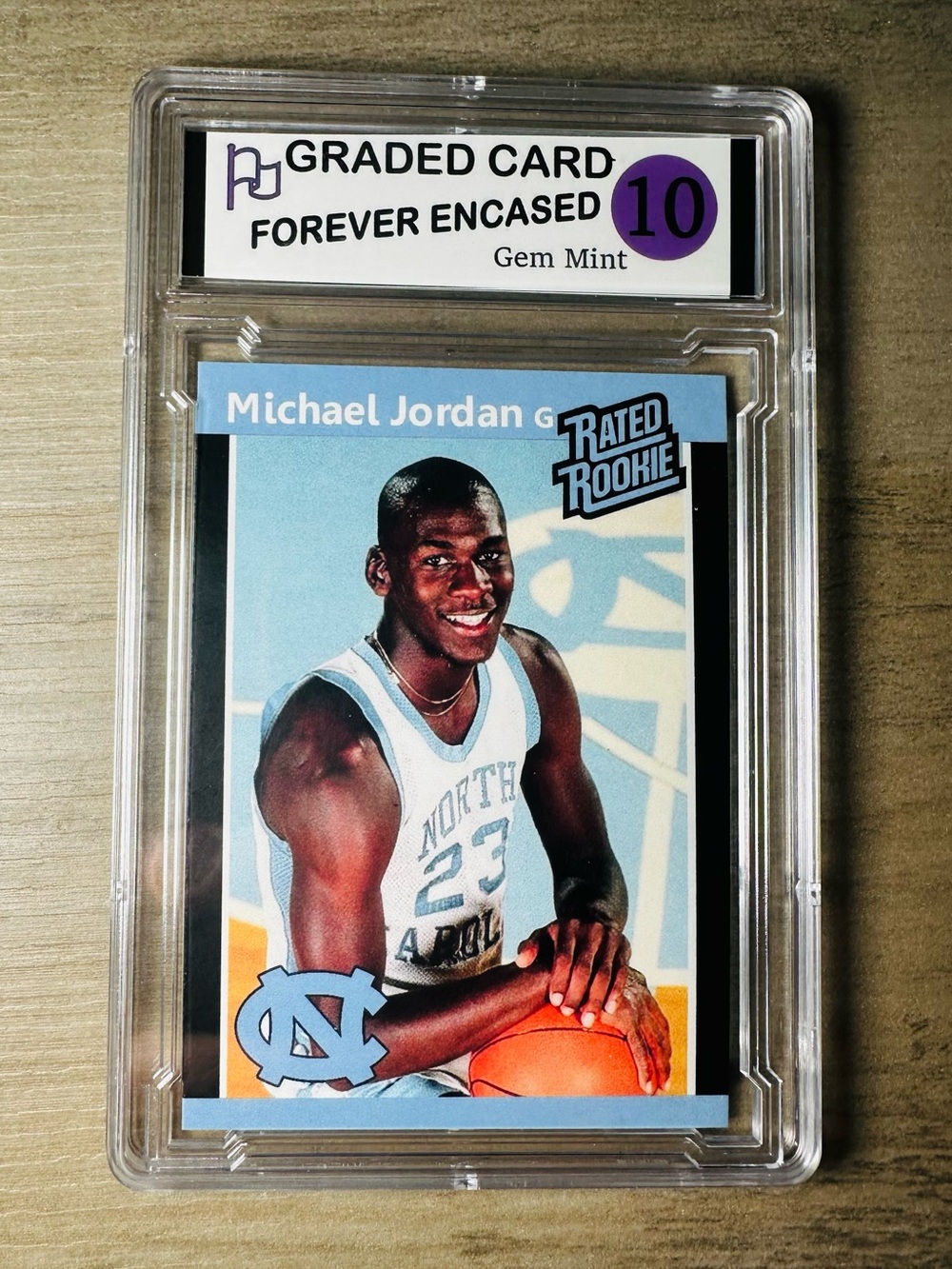 Michael Jordan Rated Rookie Gem Mint 10 Novelty Basketball Card. Bulls.